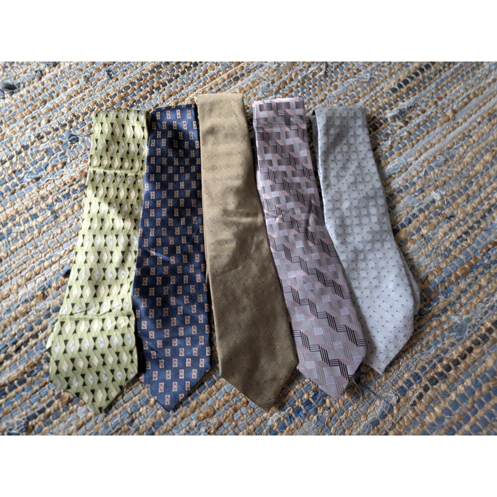 Lot Of 5 Mens Stafford Brand Neck Ties All Silk Various Colors Classic Size Offi